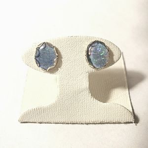 Gold with Blue Shimmer Gem Earrings